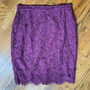 Ann Taylor Purple Lace Knee Length skirt